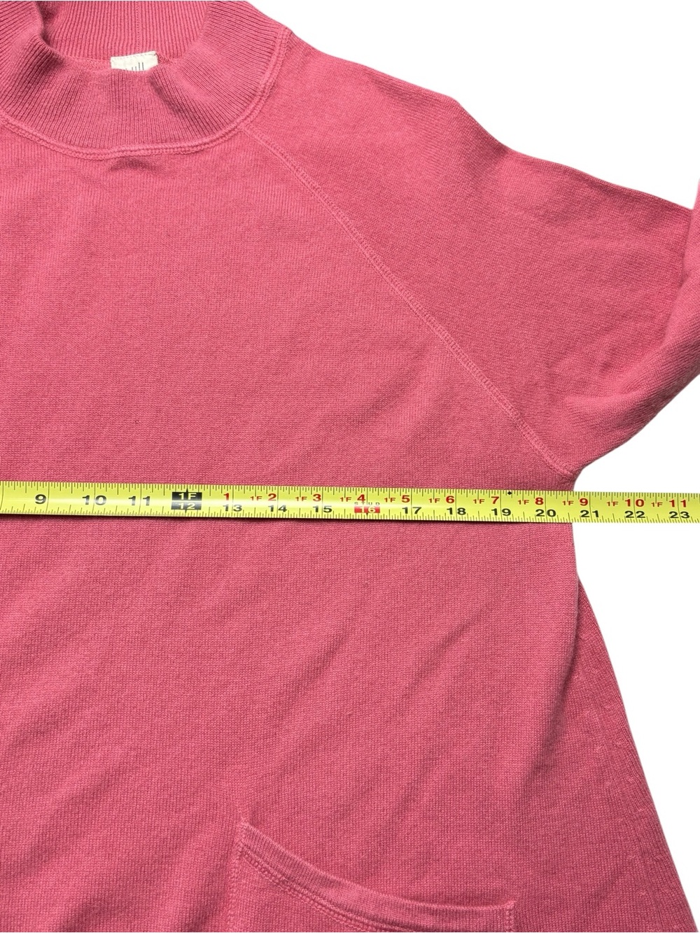 J Jill 100% Cashmere Tunic Sweater Coral Pink Mock Neck Pockets Size Large - Picture 5 of 8